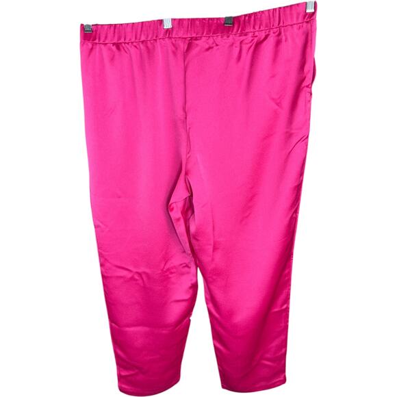 Jason Wu Pink Satin Ankle Pants L Elastic Waist Pockets NWOT Stretch Business - Picture 6 of 9